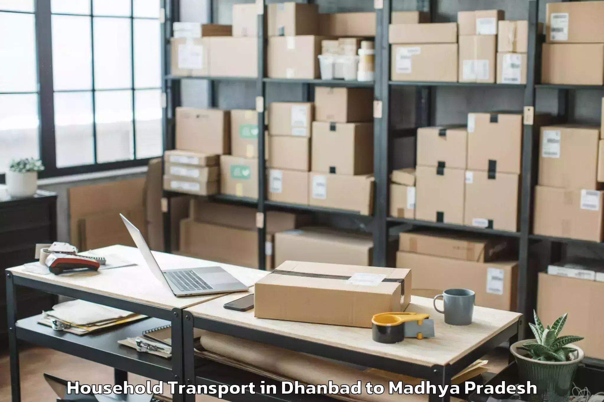 Easy Dhanbad to Saugor Household Transport Booking